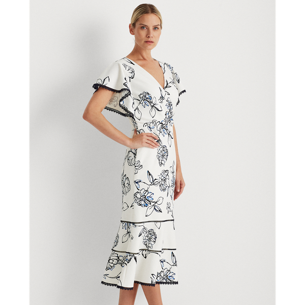 Colonial Cream/White/Mult Floral Jacquard Dress Lauren 4