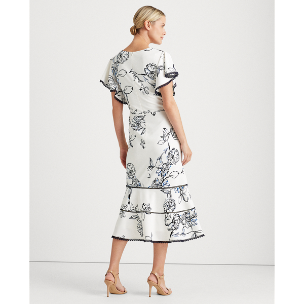 Colonial Cream/White/Mult Floral Jacquard Dress Lauren 5