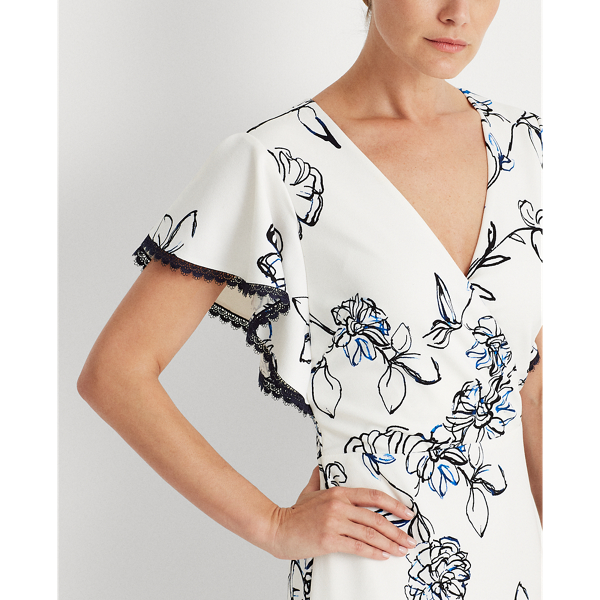 Colonial Cream/White/Mult Floral Jacquard Dress Lauren 6