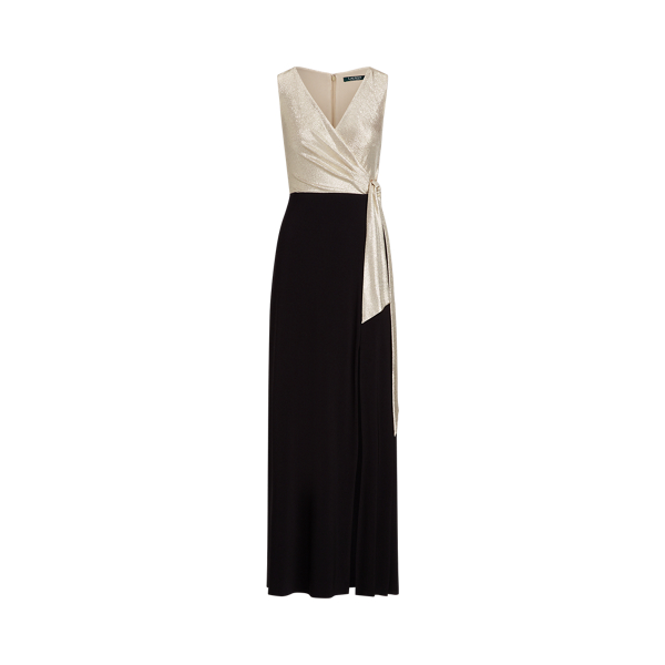 Surplice Metallic-Bodice Gown Lauren em 1