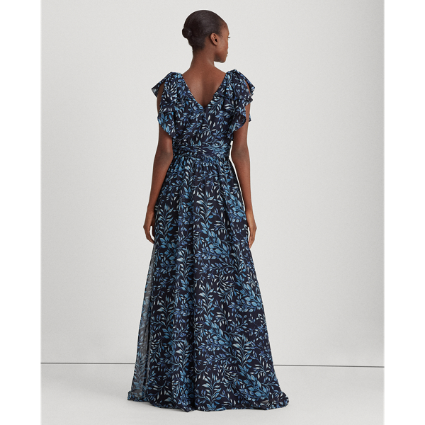 Navy/Blue/ Multi Print Georgette Gown Lauren 5