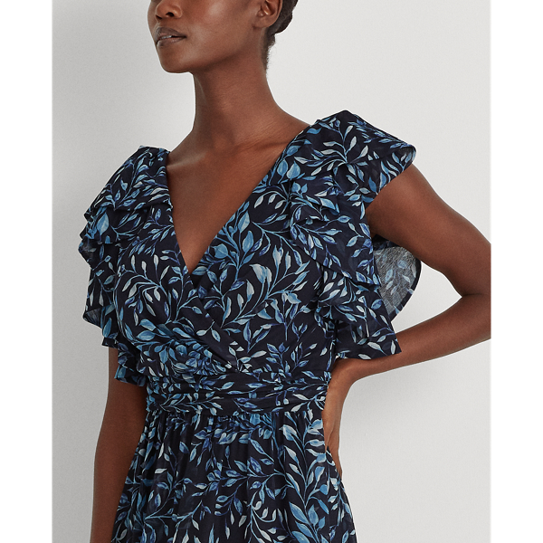 Navy/Blue/ Multi Print Georgette Gown Lauren 6