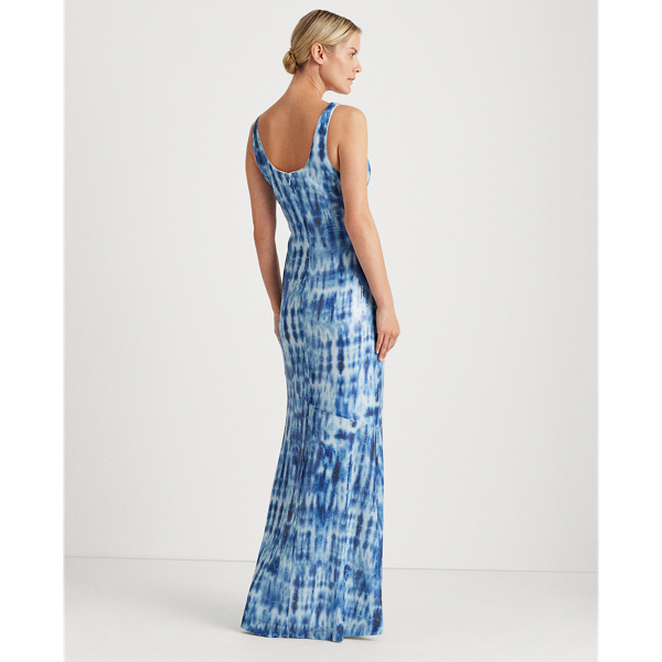 Navy/Blue/Multi Sequinned Tie-Dye Maxidress Lauren 4