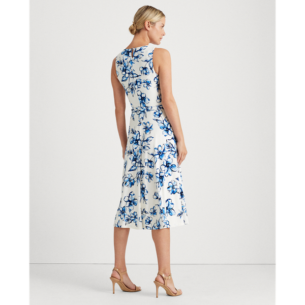 Cream/Blue/Multi Floral Jersey Dress Lauren Petite 5