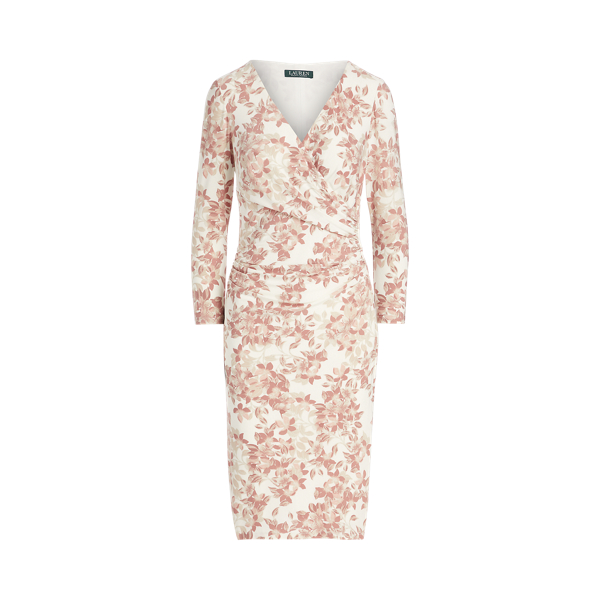 Floral Jersey Surplice Dress