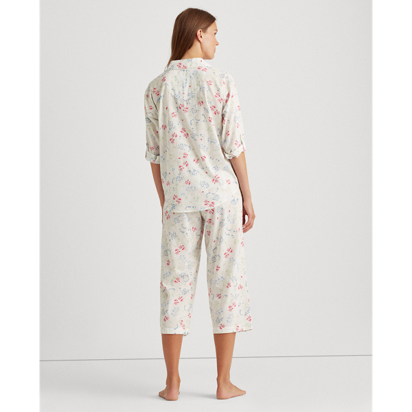 Ivory Floral Cotton Capri Sleep Set Lauren 3