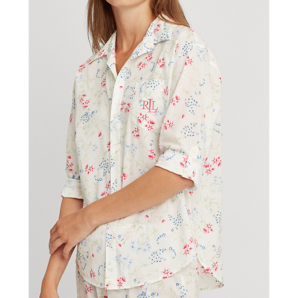 Ivory Floral Cotton Capri Sleep Set Lauren 4