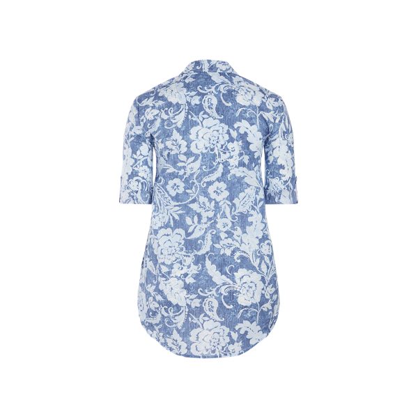 Navy Print Cotton-Blend Sleep Shirt Lauren 3