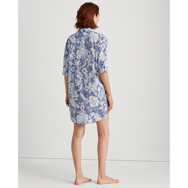 Navy Print Cotton-Blend Sleep Shirt Lauren 4