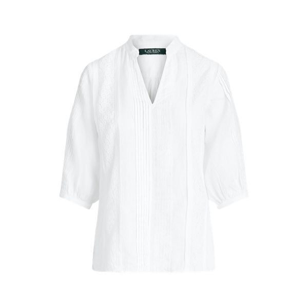 Linen Puff-Sleeve Top Lauren 1