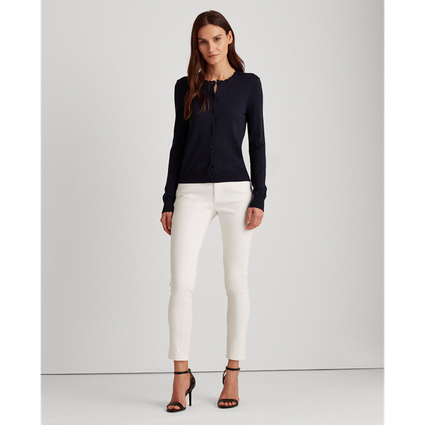 Lauren Navy Scalloped Cotton Cardigan Lauren 3