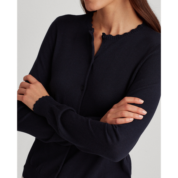 Lauren Navy Scalloped Cotton Cardigan Lauren 5