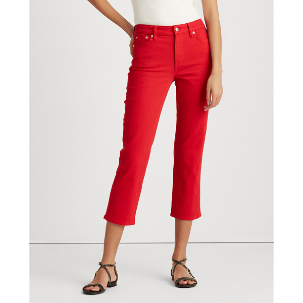 Bold Red Wash Premier Straight Crop Jeans Lauren 4