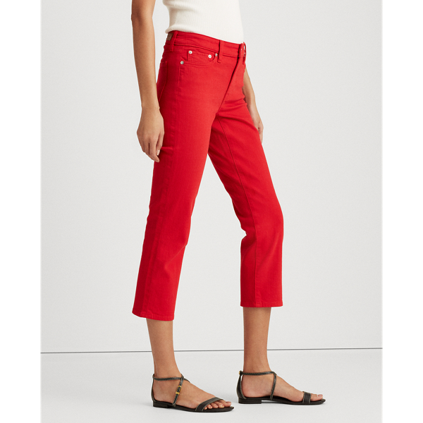 Bold Red Wash Premier Straight Crop Jeans Lauren 5