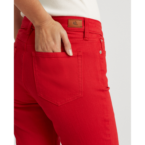 Bold Red Wash Premier Straight Crop Jeans Lauren 7