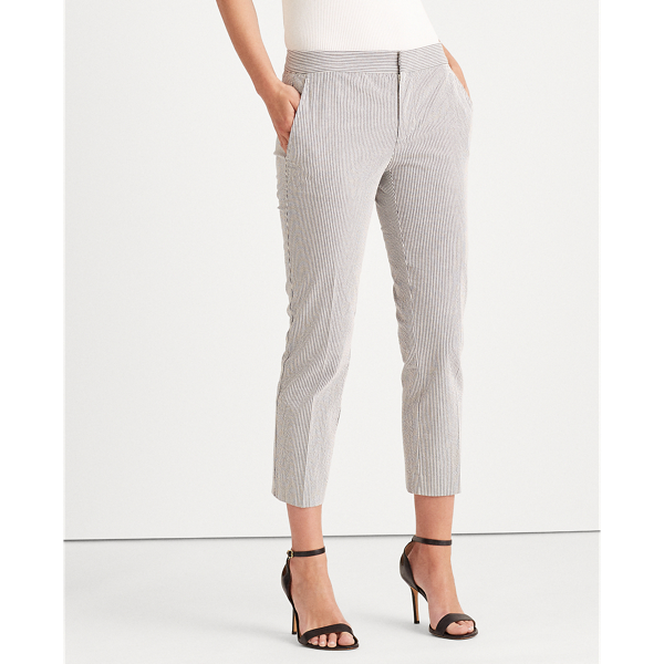 Navy/White Seersucker Straight Trouser Lauren 3