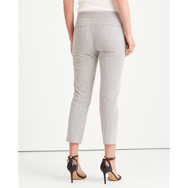 Navy/White Seersucker Straight Trouser Lauren 4