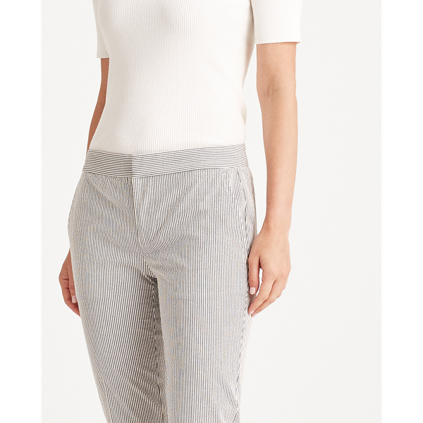Navy/White Seersucker Straight Trouser Lauren 5