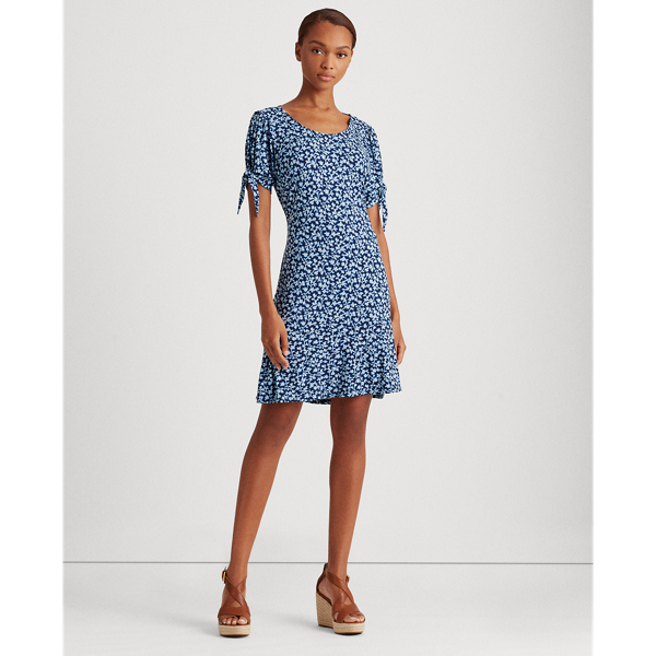 Dk Blue Multi Floral Jersey Peplum Dress Lauren 3