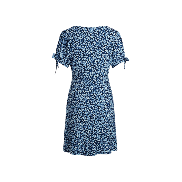 Dk Blue Multi Floral Jersey Peplum Dress Lauren 6