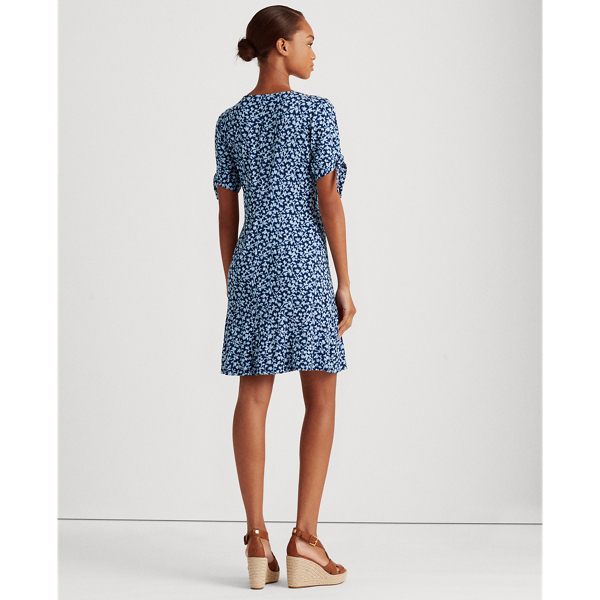 Dk Blue Multi Floral Jersey Peplum Dress Lauren 4