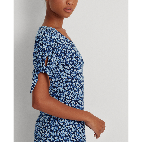 Dk Blue Multi Floral Jersey Peplum Dress Lauren 5