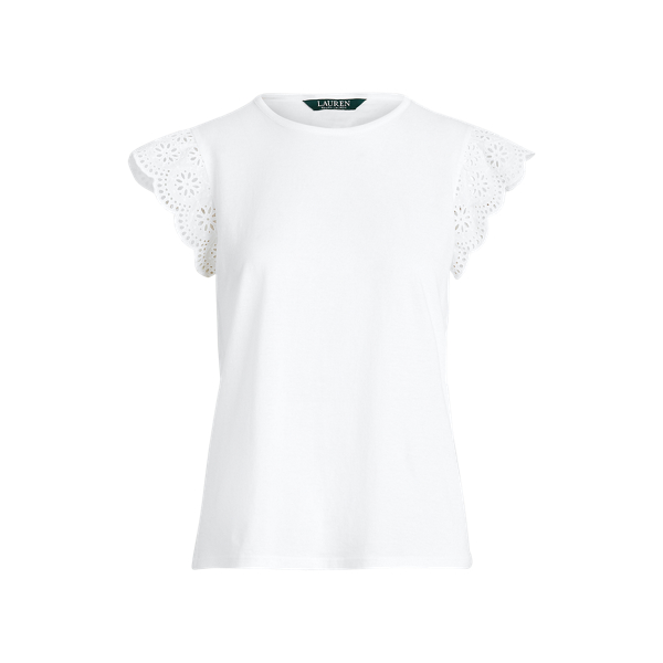 Cotton Ruffle-Sleeve Tee Lauren in 1
