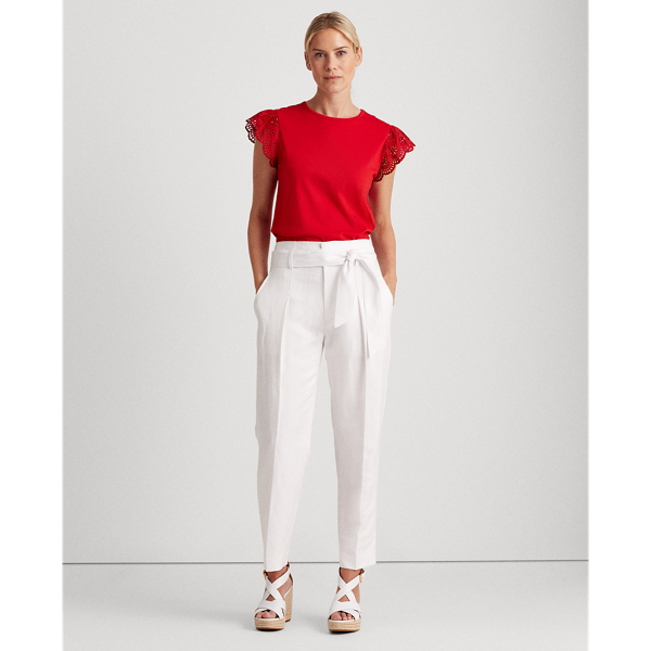 Orient Red Cotton Ruffle-Sleeve Tee Lauren 3