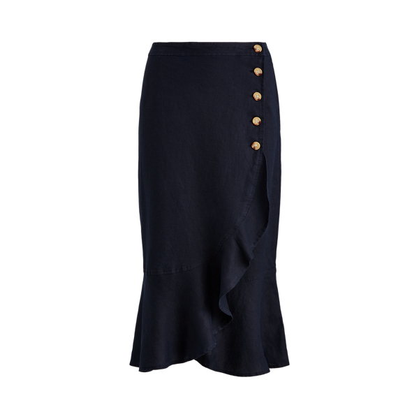Ruffled Linen Wrap Skirt