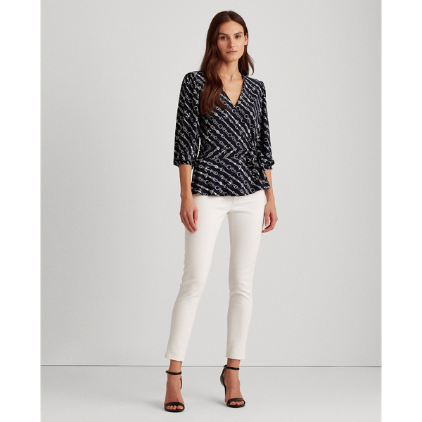 Lauren Navy/Pale Cream Anchor-Print Jersey Top Lauren 3