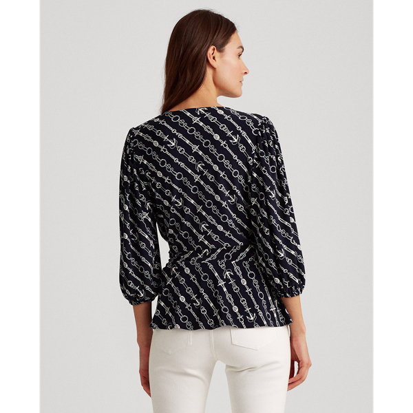 Lauren Navy/Pale Cream Anchor-Print Jersey Top Lauren 4
