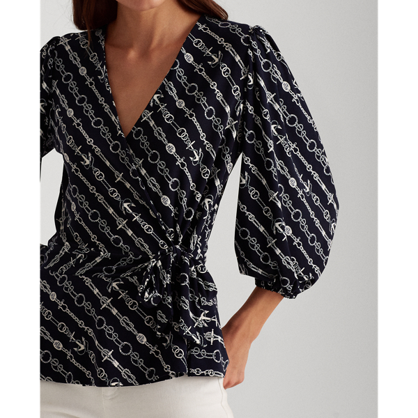 Lauren Navy/Pale Cream Anchor-Print Jersey Top Lauren 5
