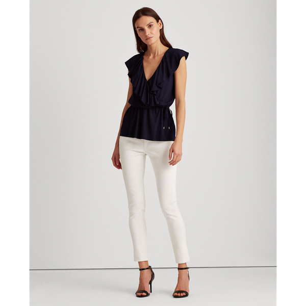 Lauren Navy Ruffle-Trim Jersey Top Lauren 3