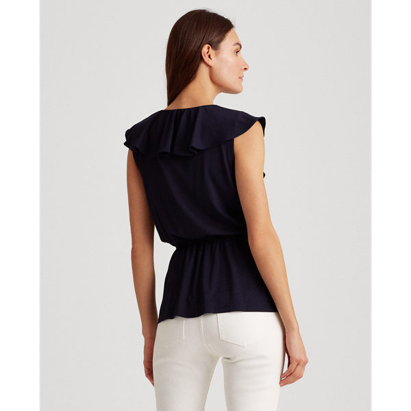 Lauren Navy Ruffle-Trim Jersey Top Lauren 4