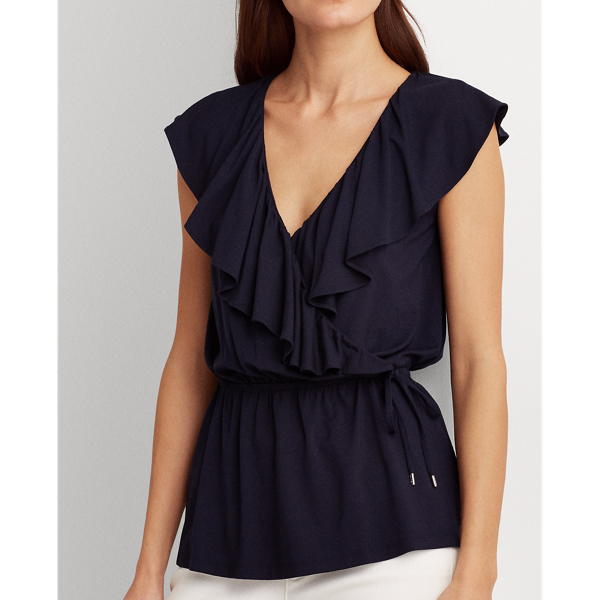 Lauren Navy Ruffle-Trim Jersey Top Lauren 5