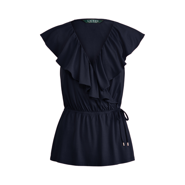 Lauren Navy Ruffle-Trim Jersey Top Lauren 2