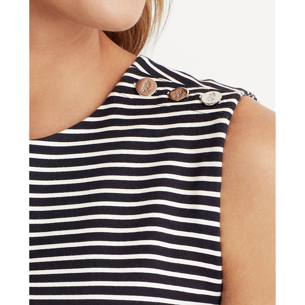 Lauren Navy/Pale Cream Button-Trim Ponte Dress Lauren 6