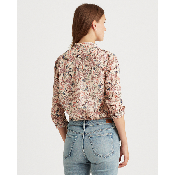 Pink Multi Floral Cotton Shirt Lauren 4