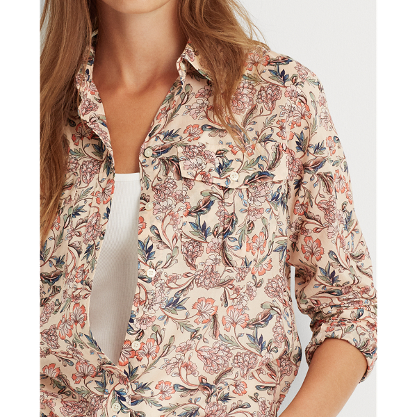 Pink Multi Floral Cotton Shirt Lauren 5