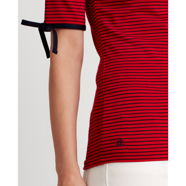 Orient Red/Lauren Navy Striped Cotton-Blend Top Lauren 5