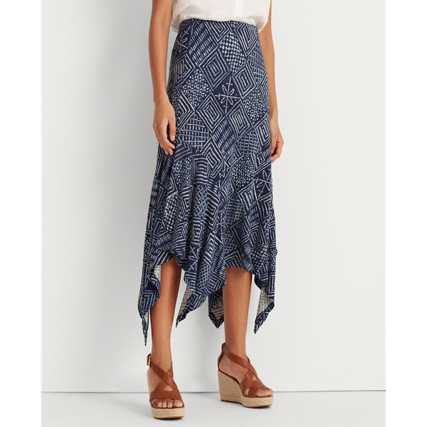 Dk Blue Multi Print Asymmetrical Skirt Lauren 4
