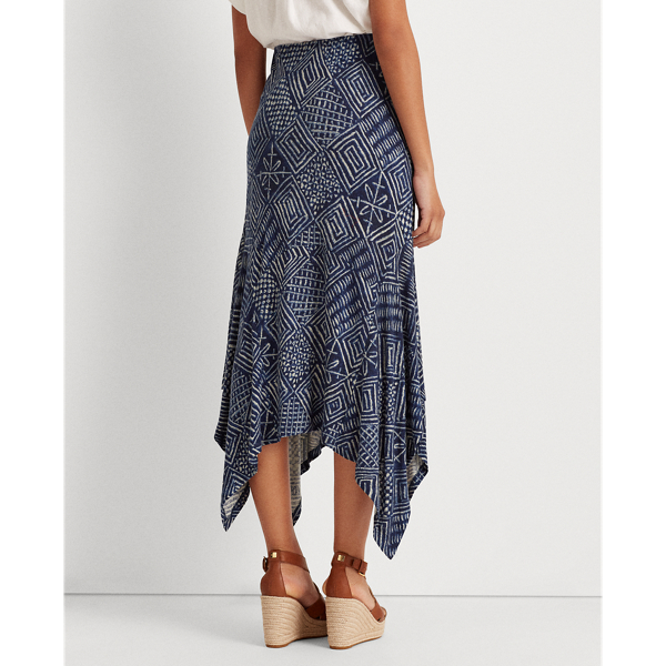 Dk Blue Multi Print Asymmetrical Skirt Lauren 5