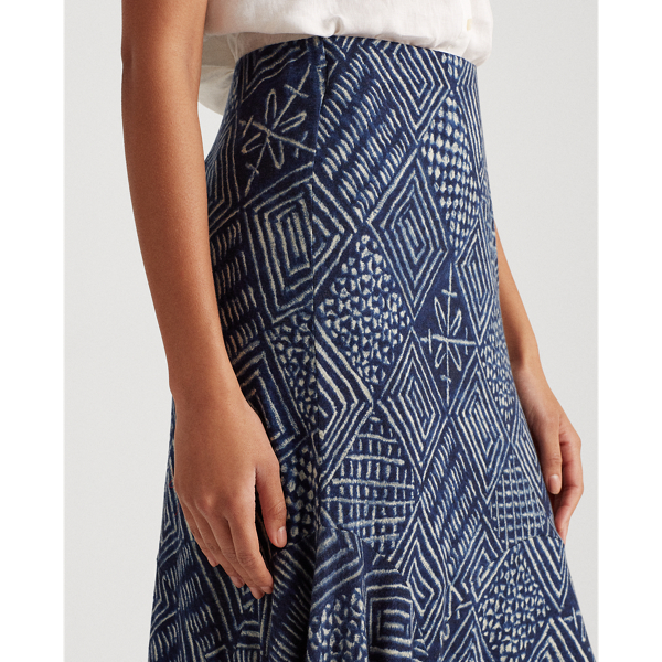 Dk Blue Multi Print Asymmetrical Skirt Lauren 6
