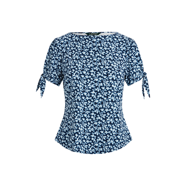 Floral Jersey Puff-Sleeve Top