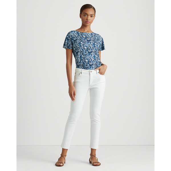 Blue Multi Floral Flutter-Sleeve Tee Lauren 3