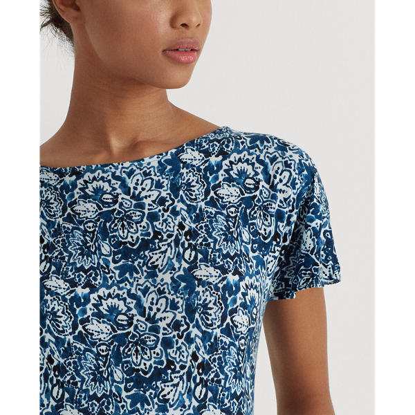 Blue Multi Floral Flutter-Sleeve Tee Lauren 5
