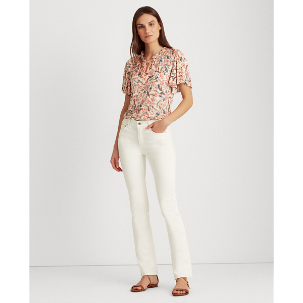 Pink Multi Floral Jersey Necktie Top Lauren 3