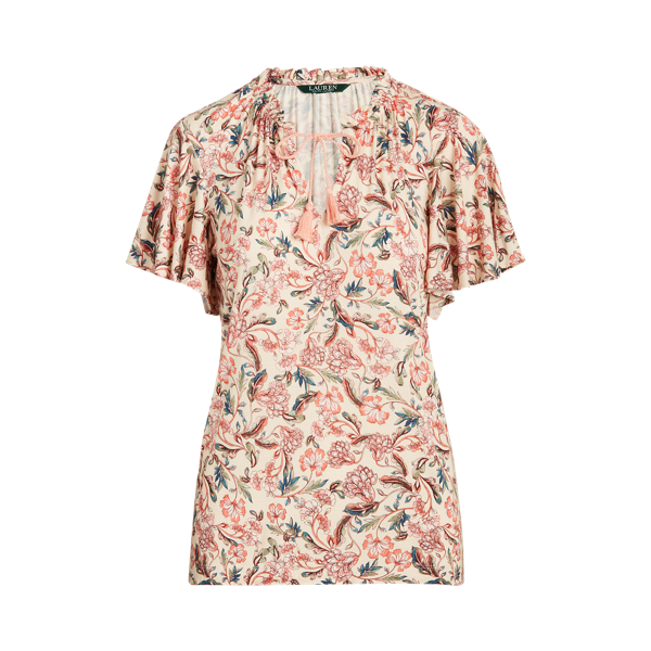 Floral Jersey Necktie Top Lauren 1