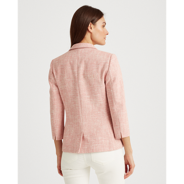 Red/White Textured Cotton-Blend Blazer Lauren 5