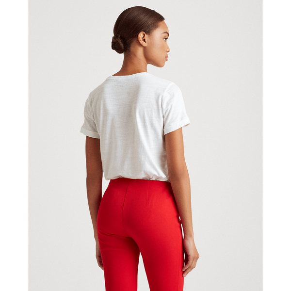 White Script Logo Cotton Tee Lauren 4